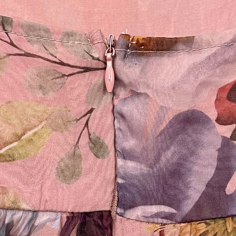 Francesca's Audrey Parks Alahna Floral Maxi Dress Pink Tie Strap Fairy Tutu Sz S - Picture 12 of 16